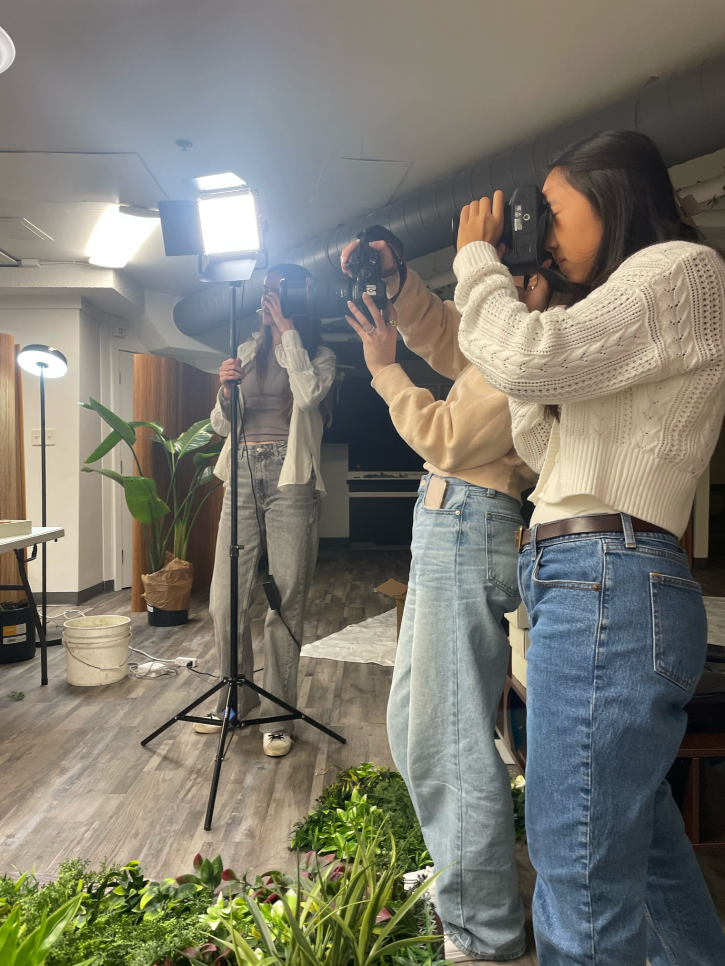 Team photographing the Milieu product set