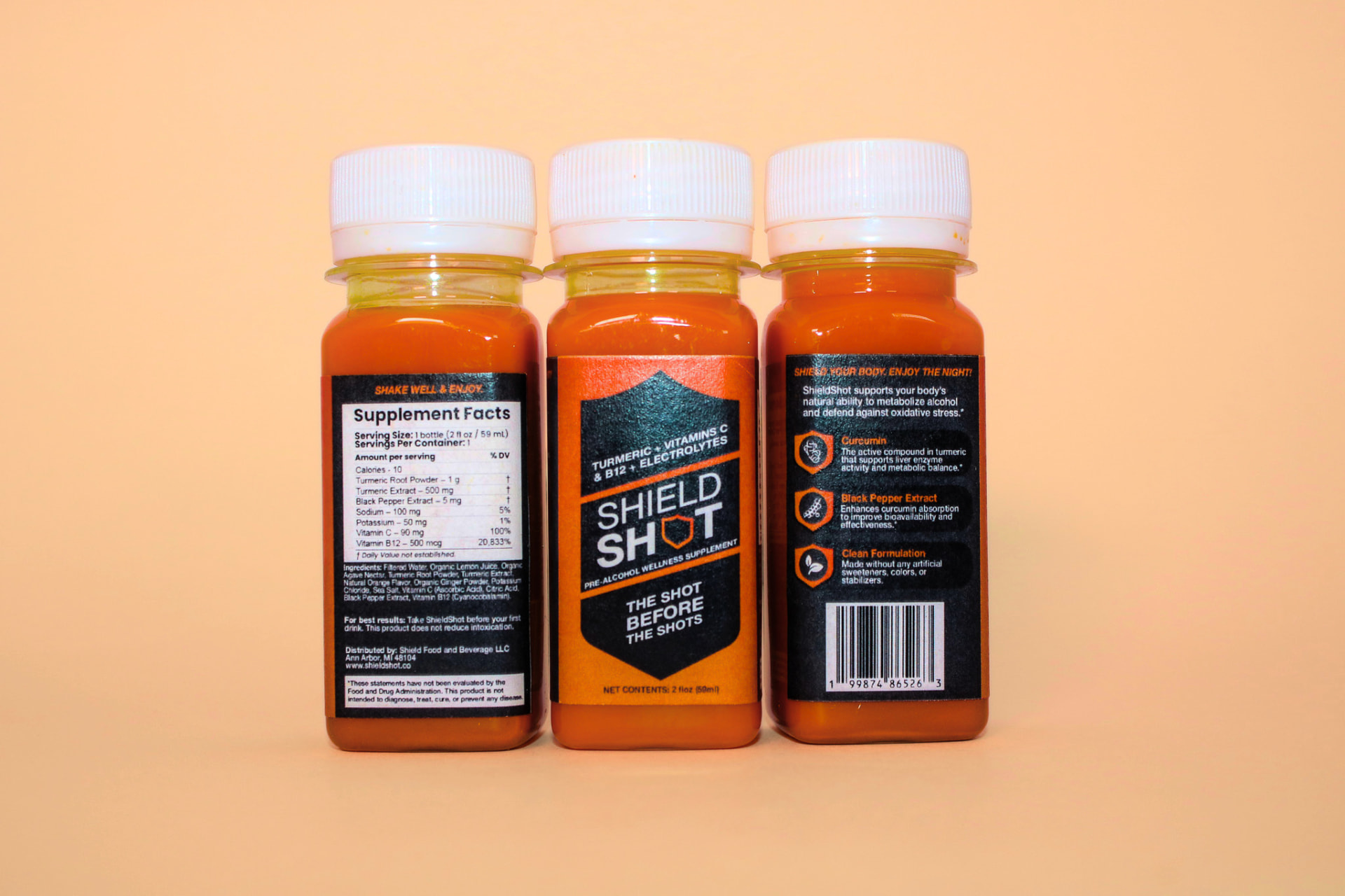 Front and back of the ShieldShot packaging