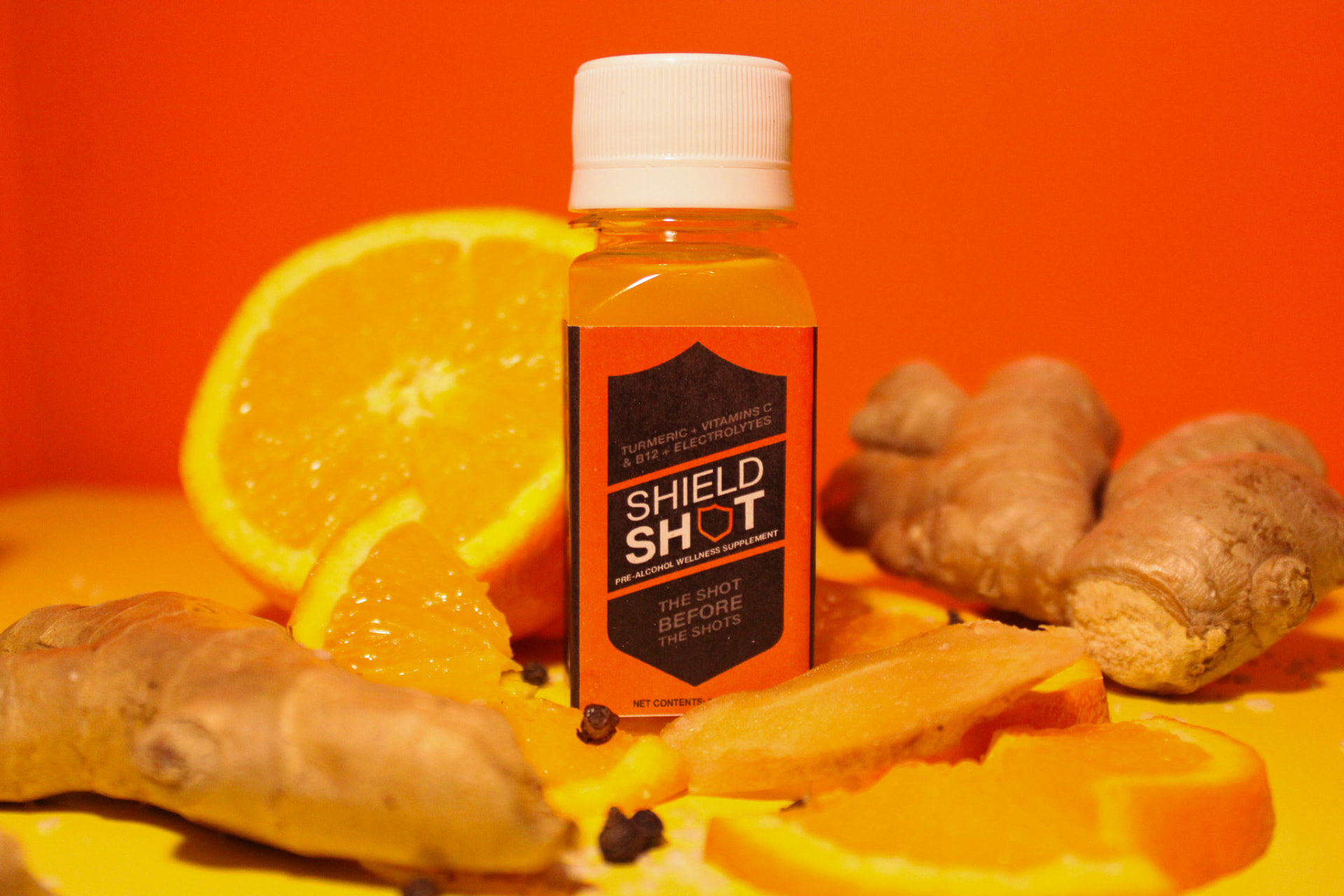 ShieldShot bottle with orange and ginger